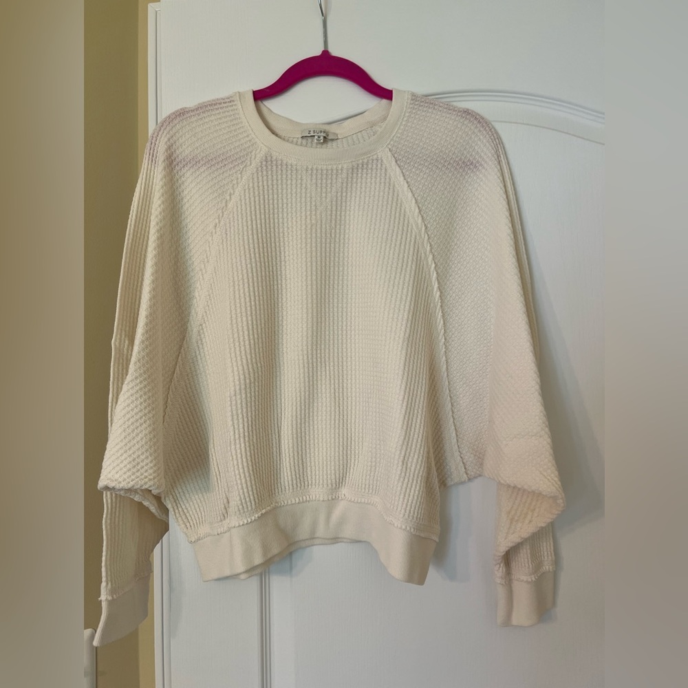 Z Supply Cream Waffle Crew Neck Sweater